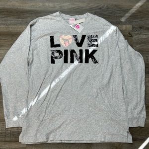 PINK Originals Limited Edition Long Sleeve Grey Sequins Tee (NWT)